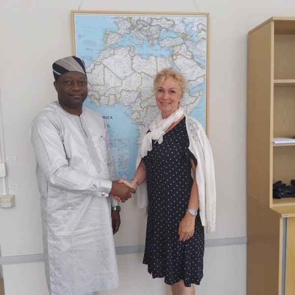 After a meeting between Ambassador Dr. Elias-Fatile, CDAai/Head of Mission and the new Ambassador of Sweden to Nigeria, Her Excellency, Anna Westerholm, ahead of her departure to resume in Abuja, Nigeria.