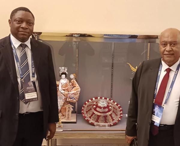 Amb. Elias-Fatile, CDAai/Head of Mission with the Head of Mission, Embassy of Ethiopia in Stockholm at the 2025 Nordic-African Business Summit in Oslo, Norway.